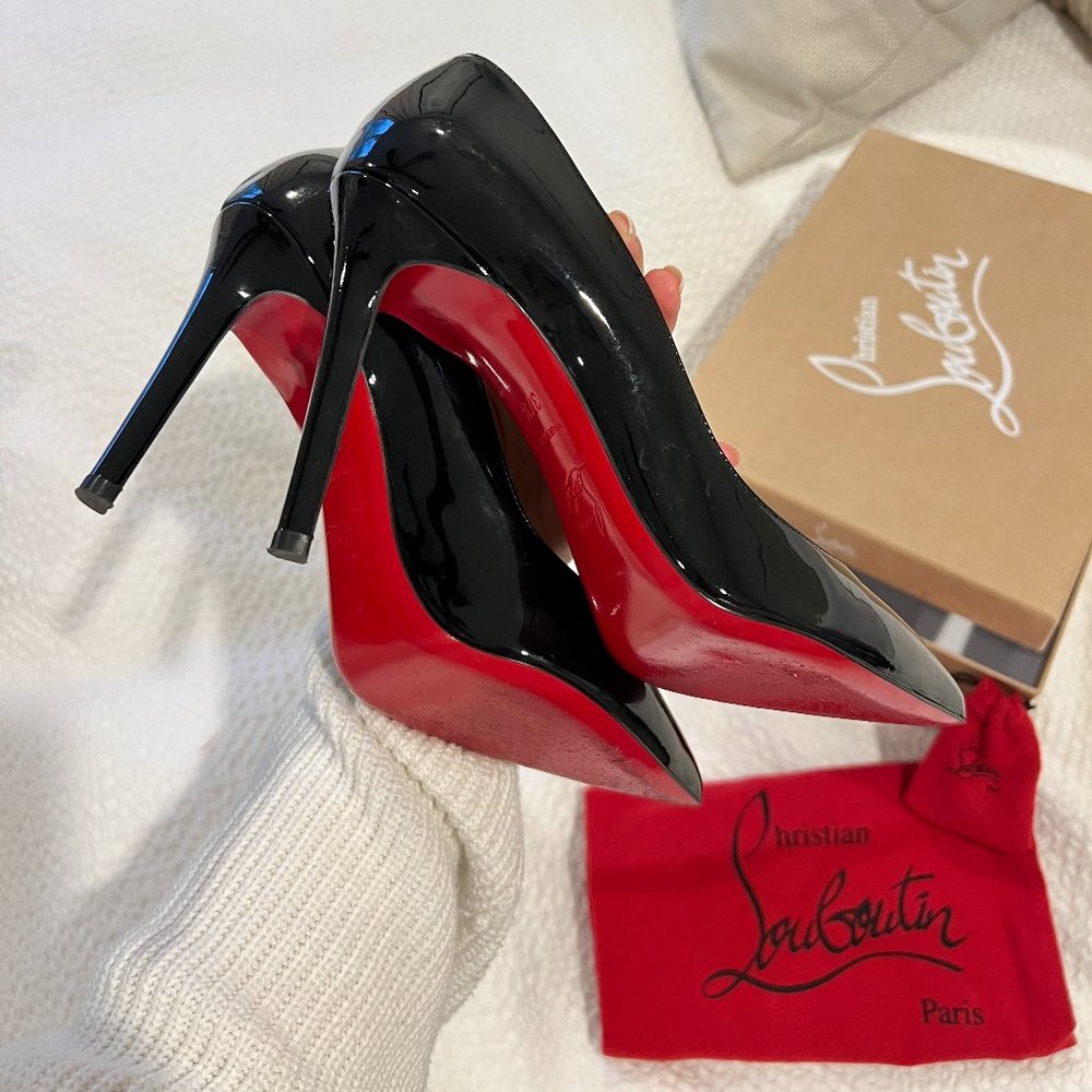 Christian Louboutin So Kate Patent Pointed-Toe Red Sole Pump 37.5 (Size 7)